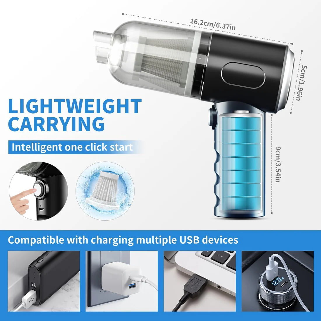 Pro Wireless Car Vacuum – Powerful, Quiet & Complete Multi‑Nozzle Cleaning Kit