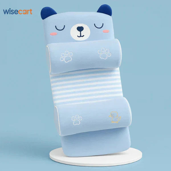 Baby Shaping Head Support Pillow – Slim Contour, Center Indent, Breathable Cover.