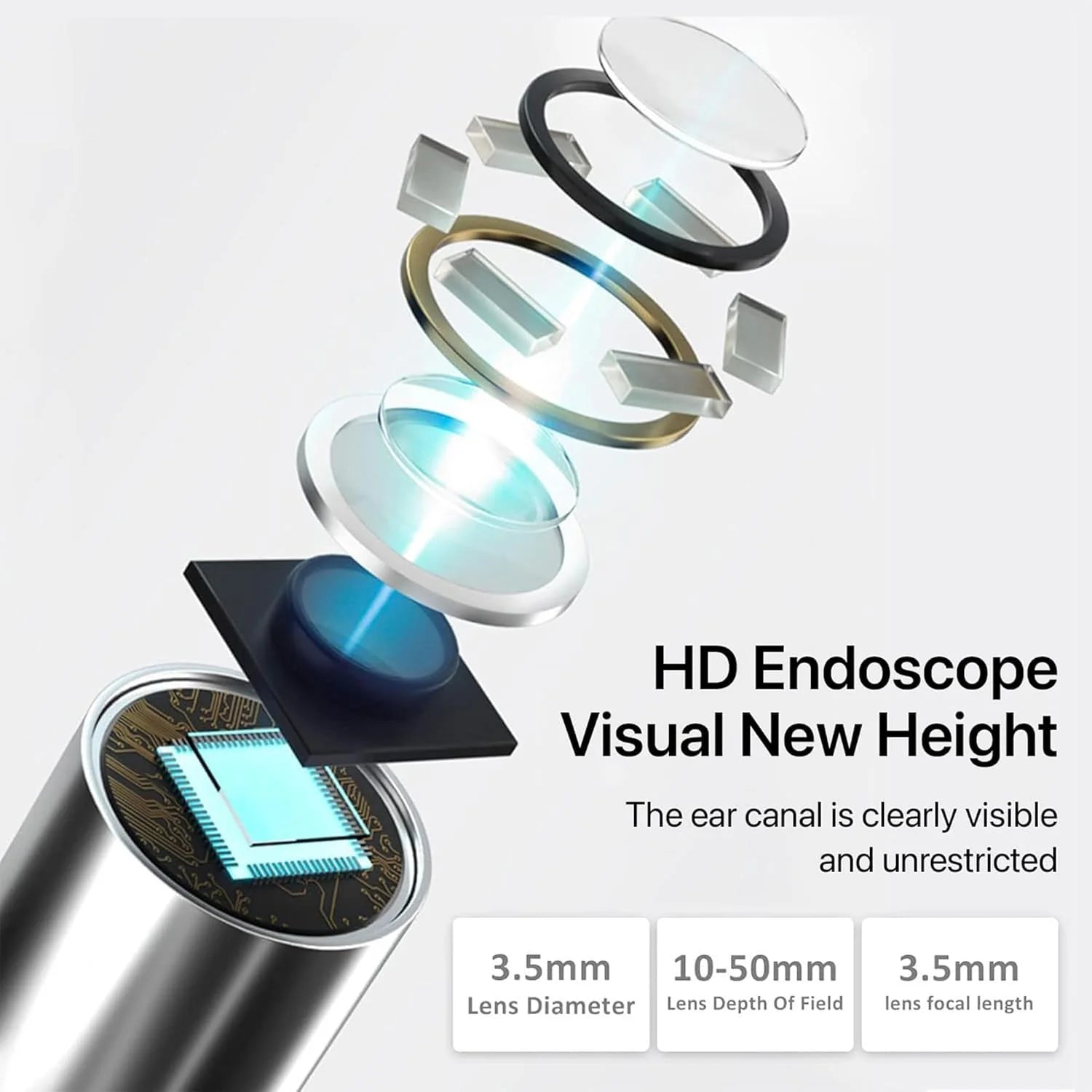 Dr. Smart Ear Cleaner Kit with HD Camera & WiFi – 6 LED Endoscope Tool for Android/iOS + 11 Free Silicone Tips (White)
