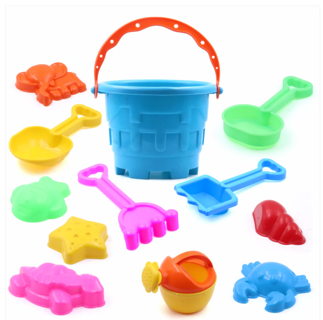 12 Piece Plastic Sand Game Beach Toy Set (Multicolour)